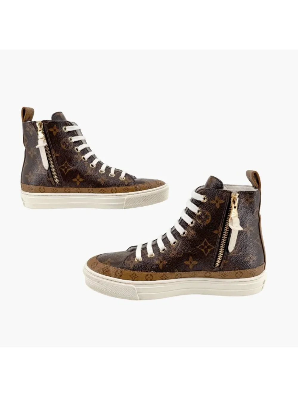 Louis Vuitton Stellar High Top Sneaker Boots Size 36.5 US 6.5 Brown LV Monogram